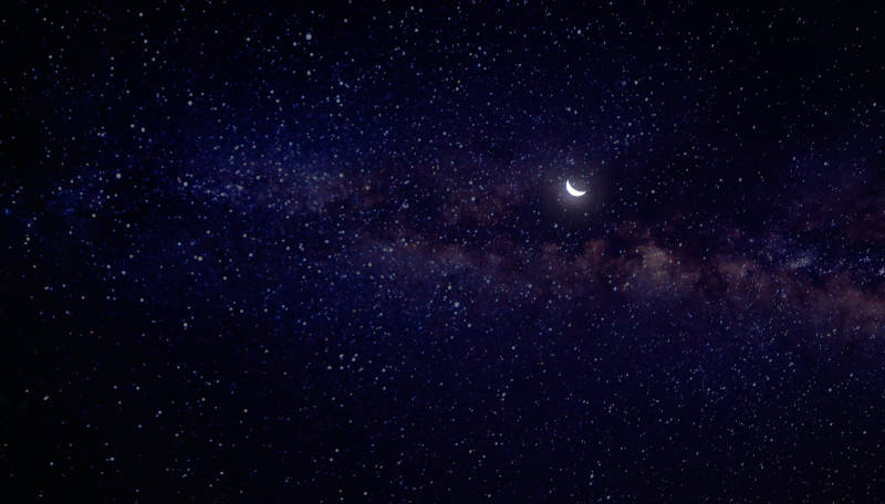 clear skies at night with moon and stars